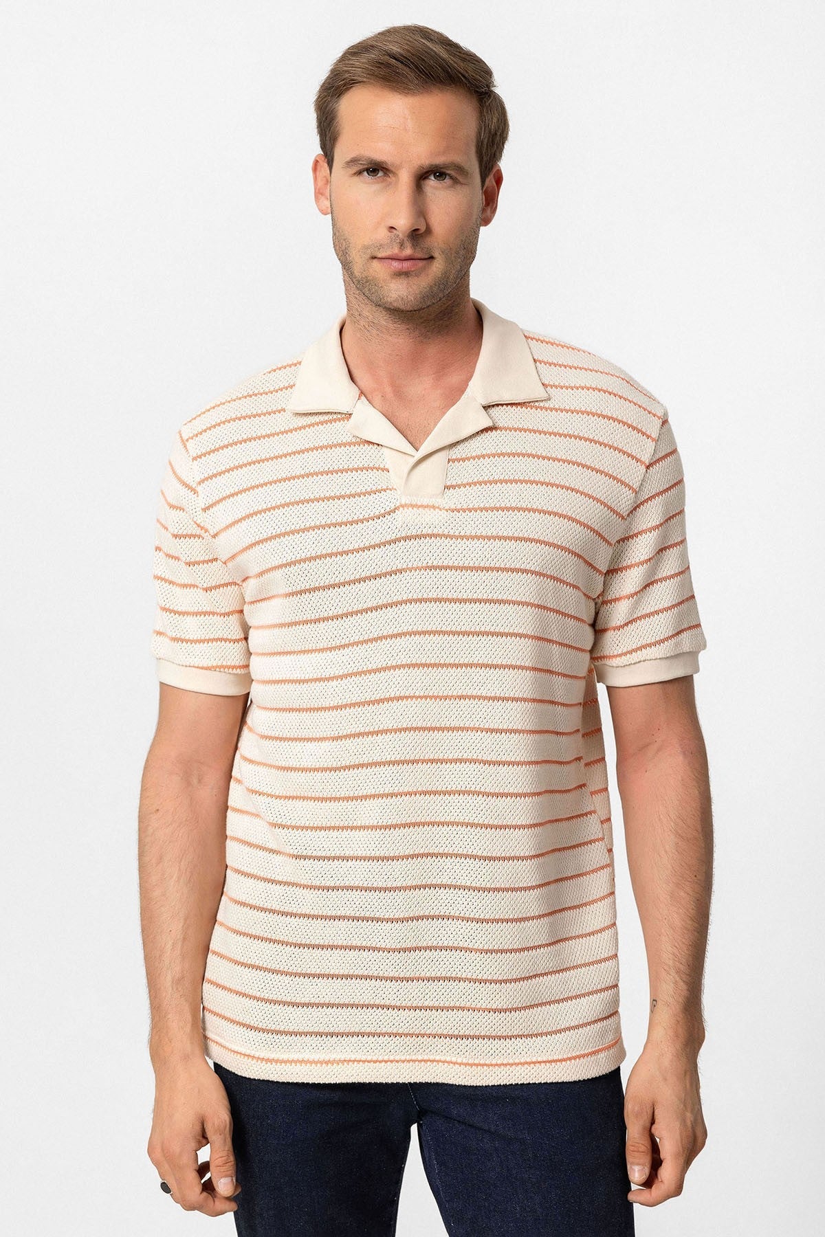 Antioch Apache Collar Striped Knit Men's T-Shirt