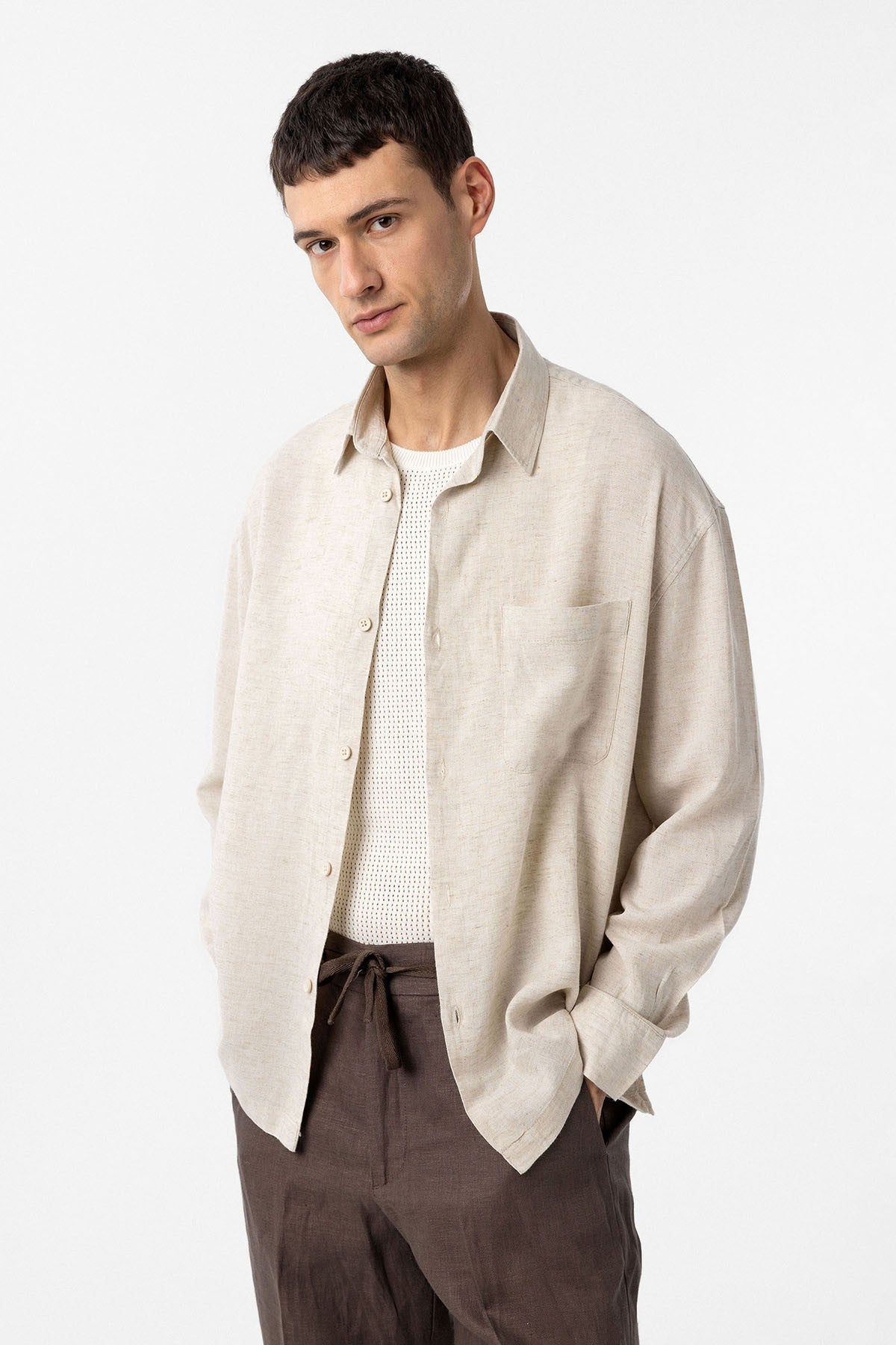 Men's Relaxed-Fit Shirt with Linen Blend