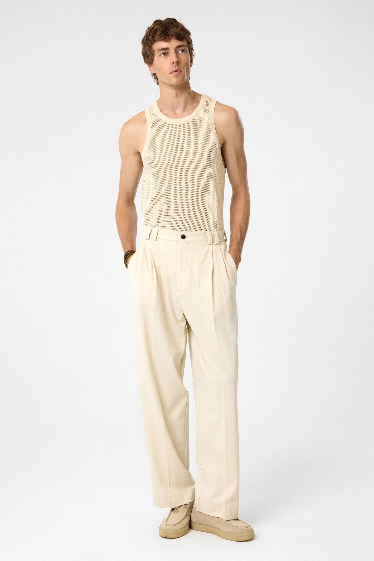 Antioch Yüksel Bel Relax Fit Pleated Men's Pants
