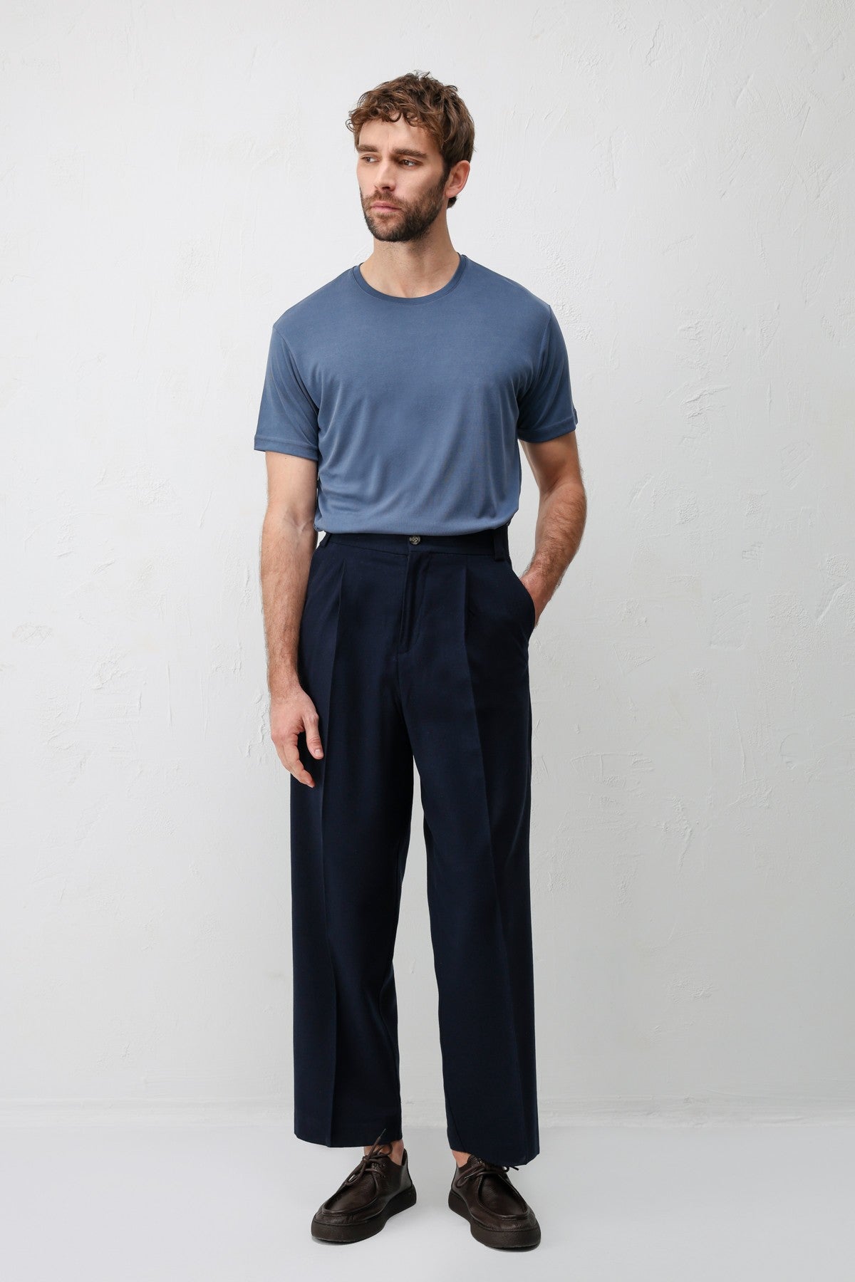 High-Waisted Pleated Relaxed-Fit Men's Pants