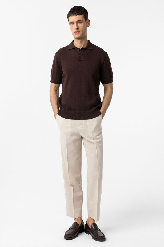 100% Cotton Polo-Neck Knit T-Shirt