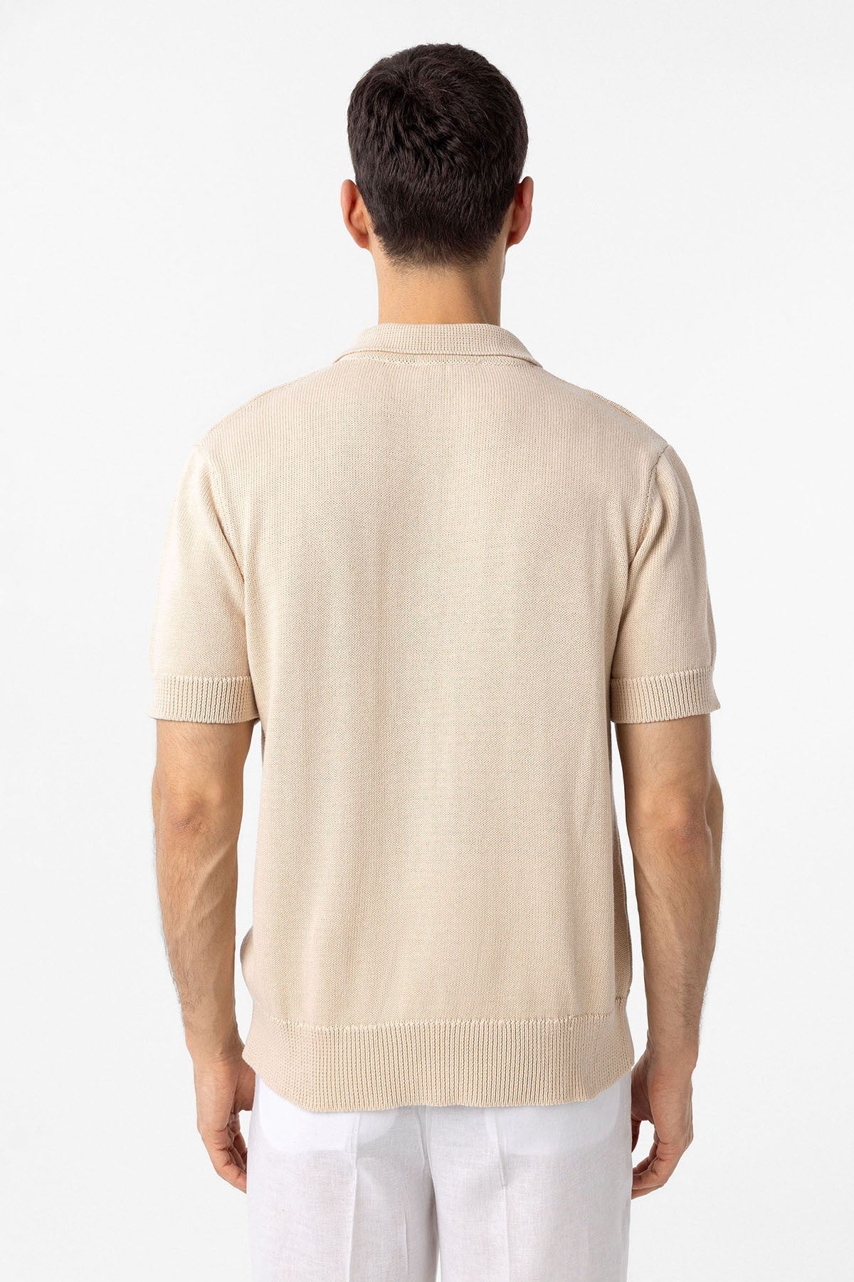100% Cotton Polo-Neck Knit T-Shirt