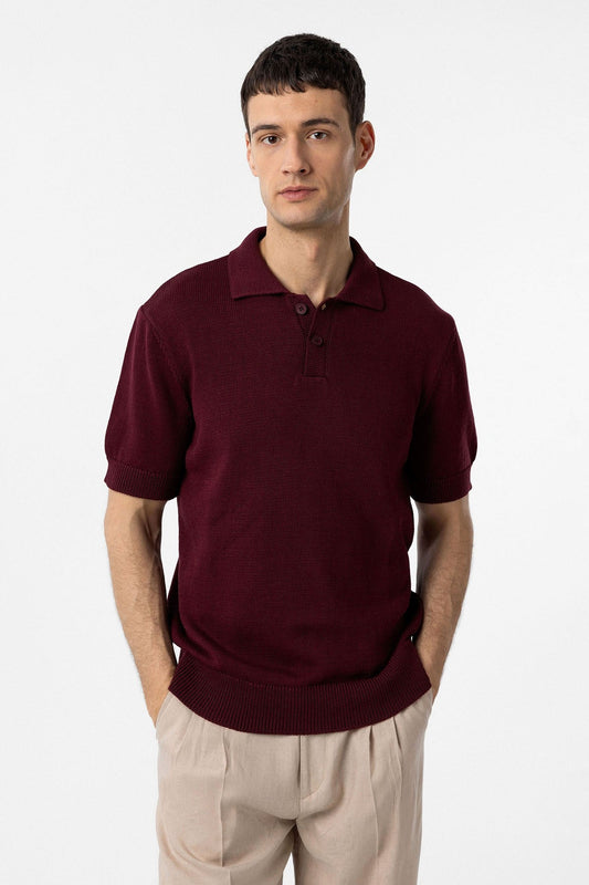 100% Cotton Polo-Neck Knit T-Shirt
