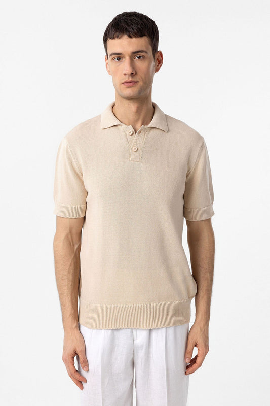 100% Cotton Polo-Neck Knit T-Shirt
