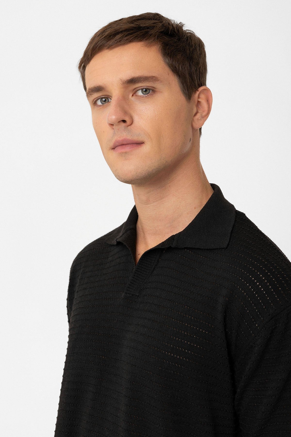 Antioch Polo-Neck Textured Men's Knit T-Shirt