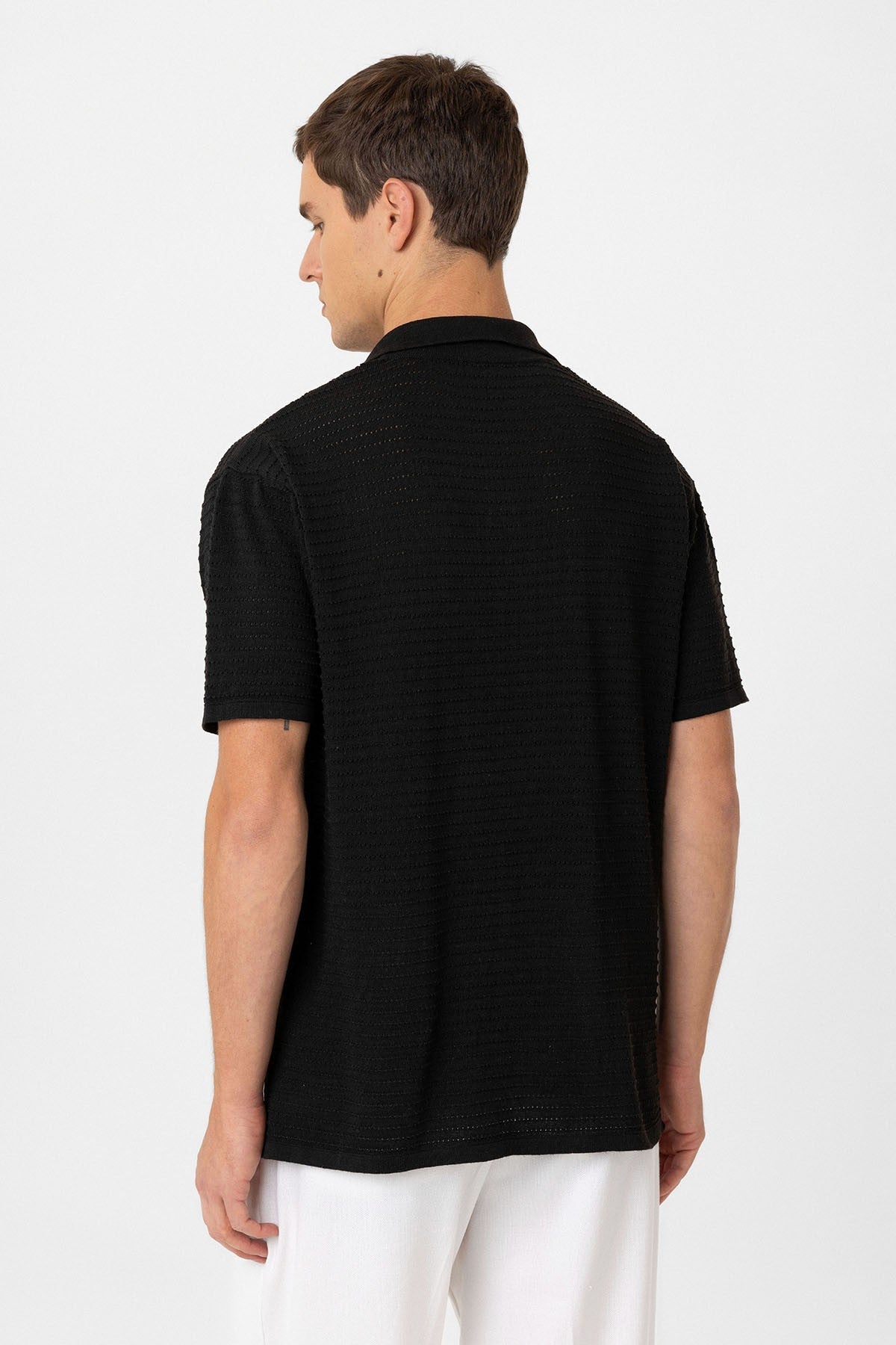 Antioch Polo-Neck Textured Men's Knit T-Shirt