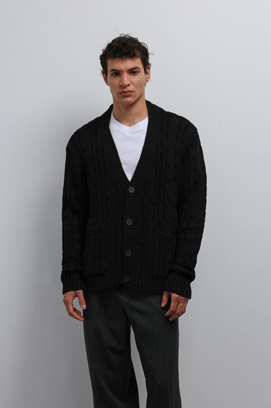 Antioch Men's Cardigan with Braided Texture