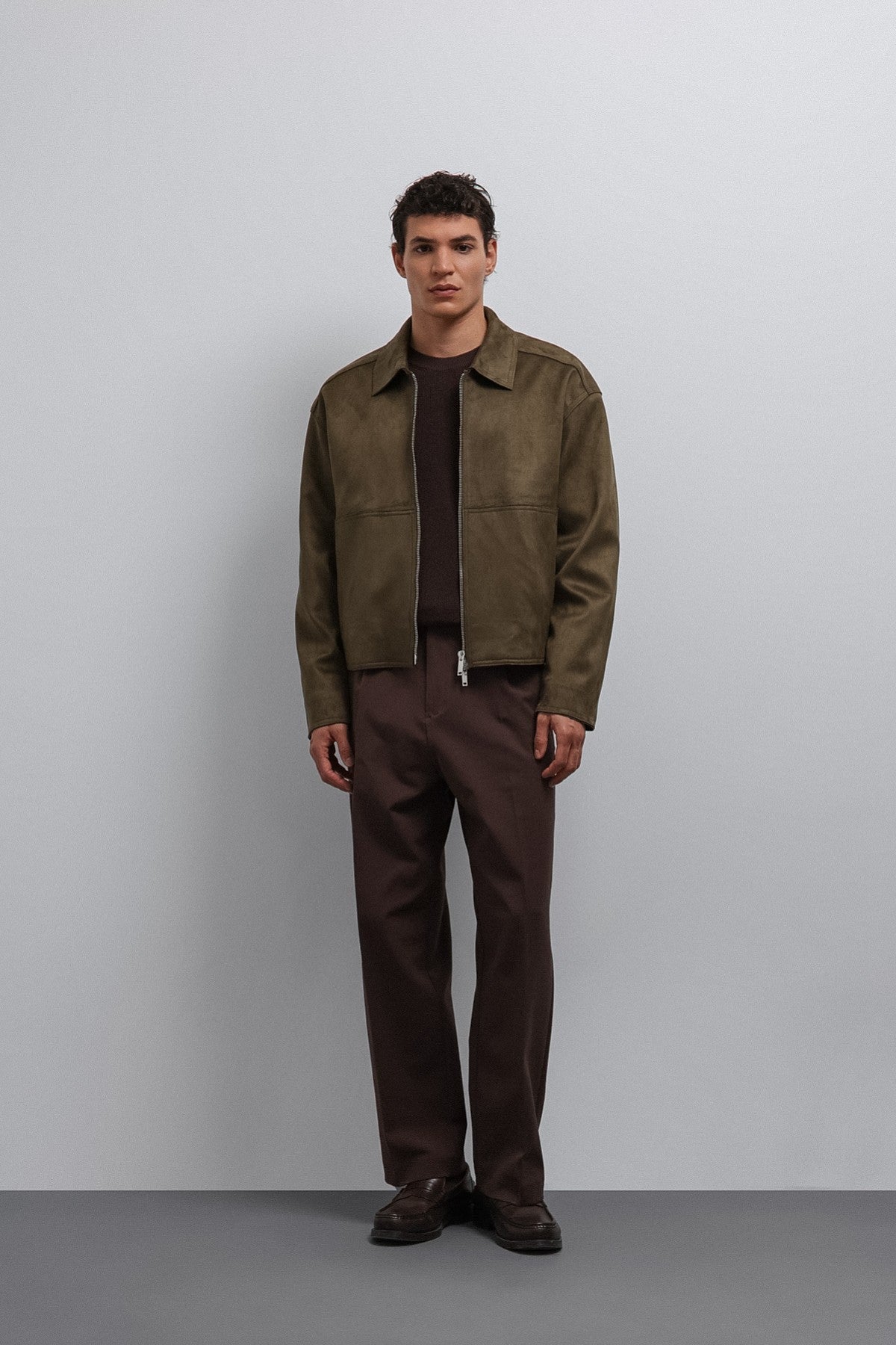 Antioch Zipper-Front Faux Suede Men's Jacket