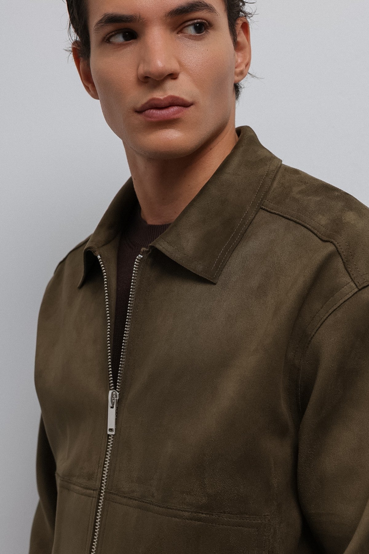 Antioch Zipper-Front Faux Suede Men's Jacket
