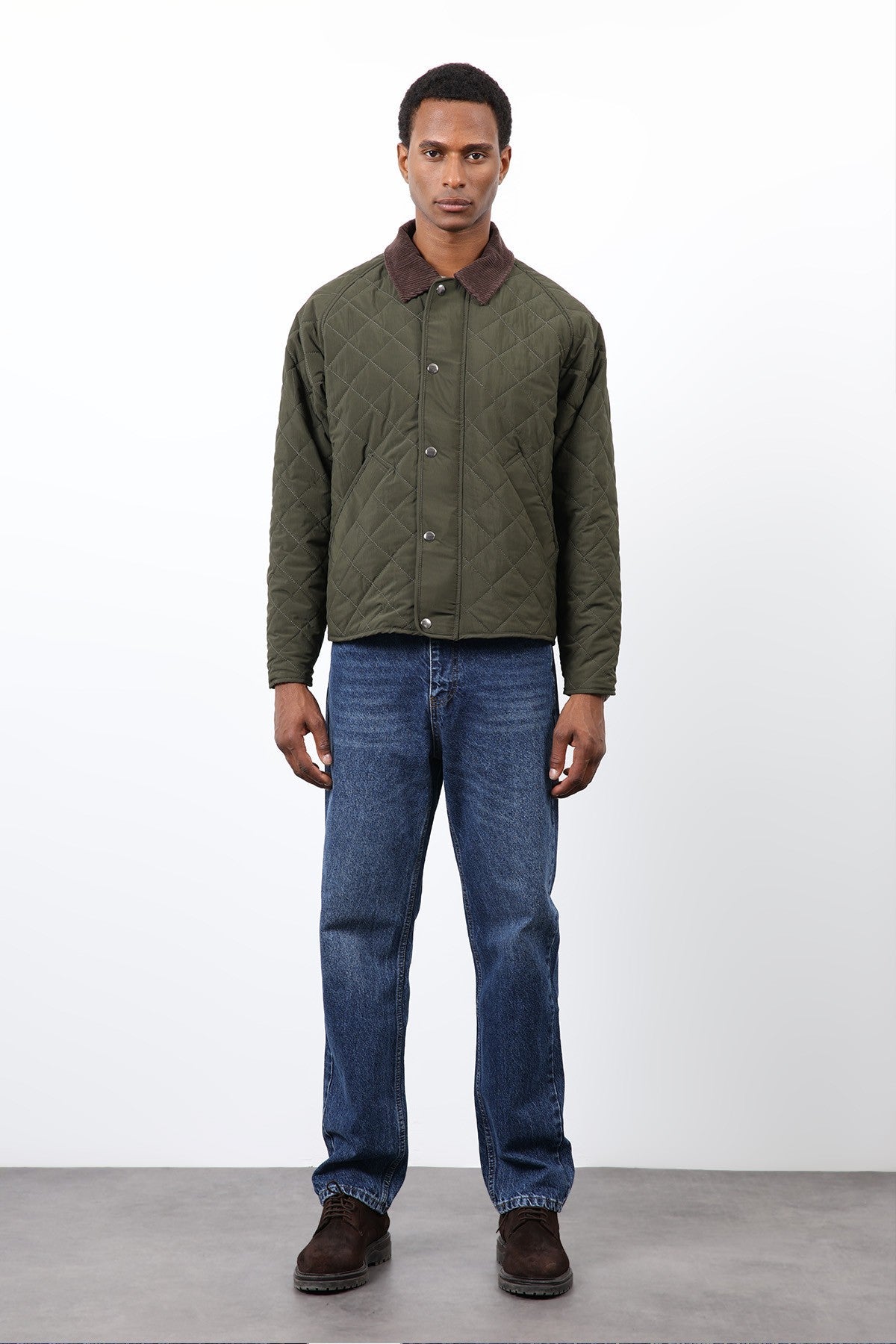 Antioch Men's Jacket with Contrast Collar and Baklava Pattern