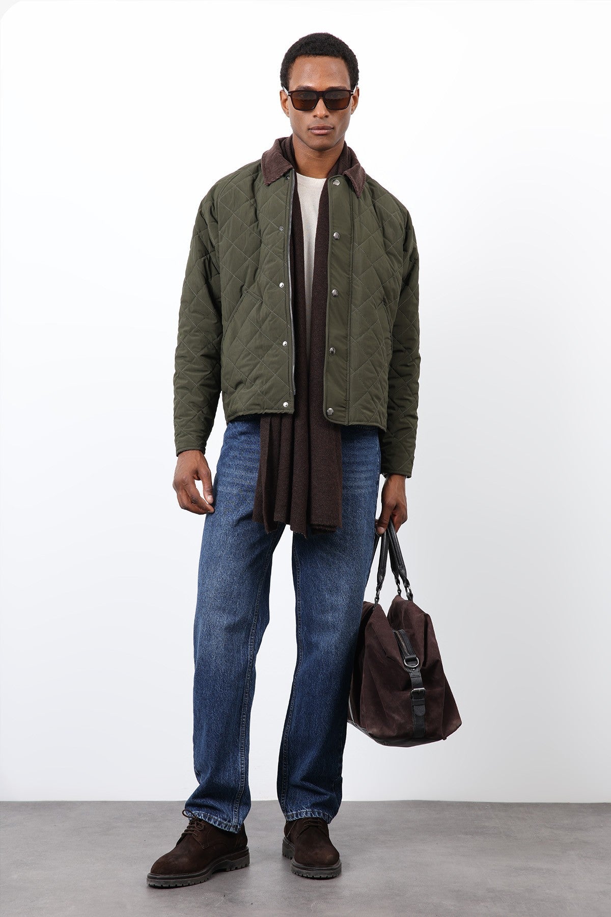 Antioch Men's Jacket with Contrast Collar and Baklava Pattern