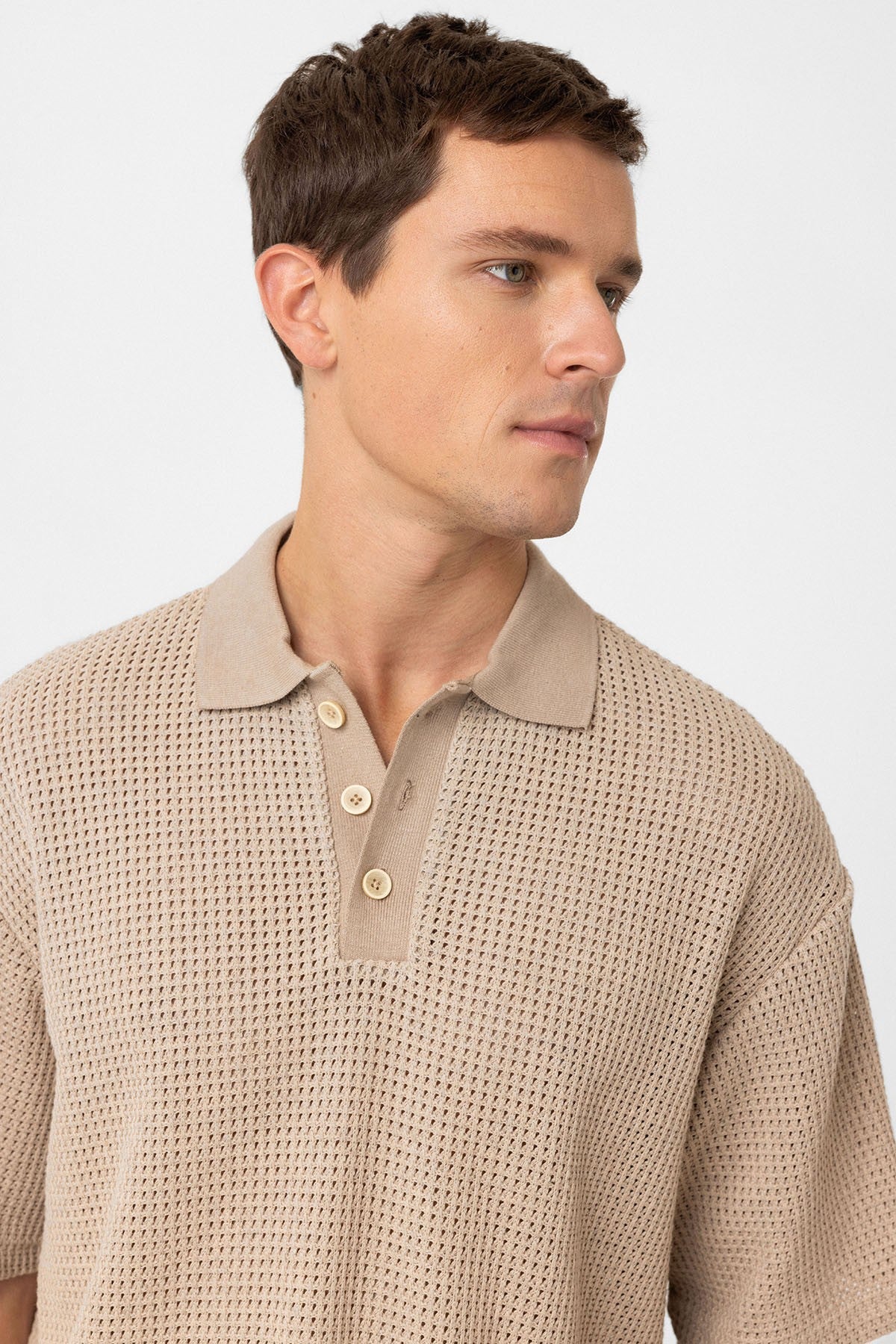 Antioch Polo-Neck Textured Relaxed-Fit Men's T-Shirt