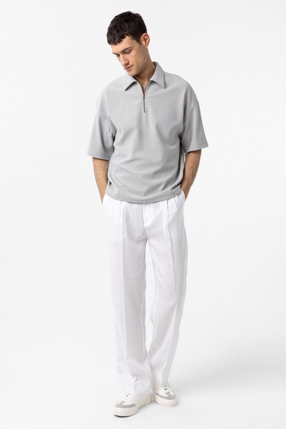 Antioch Relax Fit Men's Polo-Neck T-Shirt with Zipper