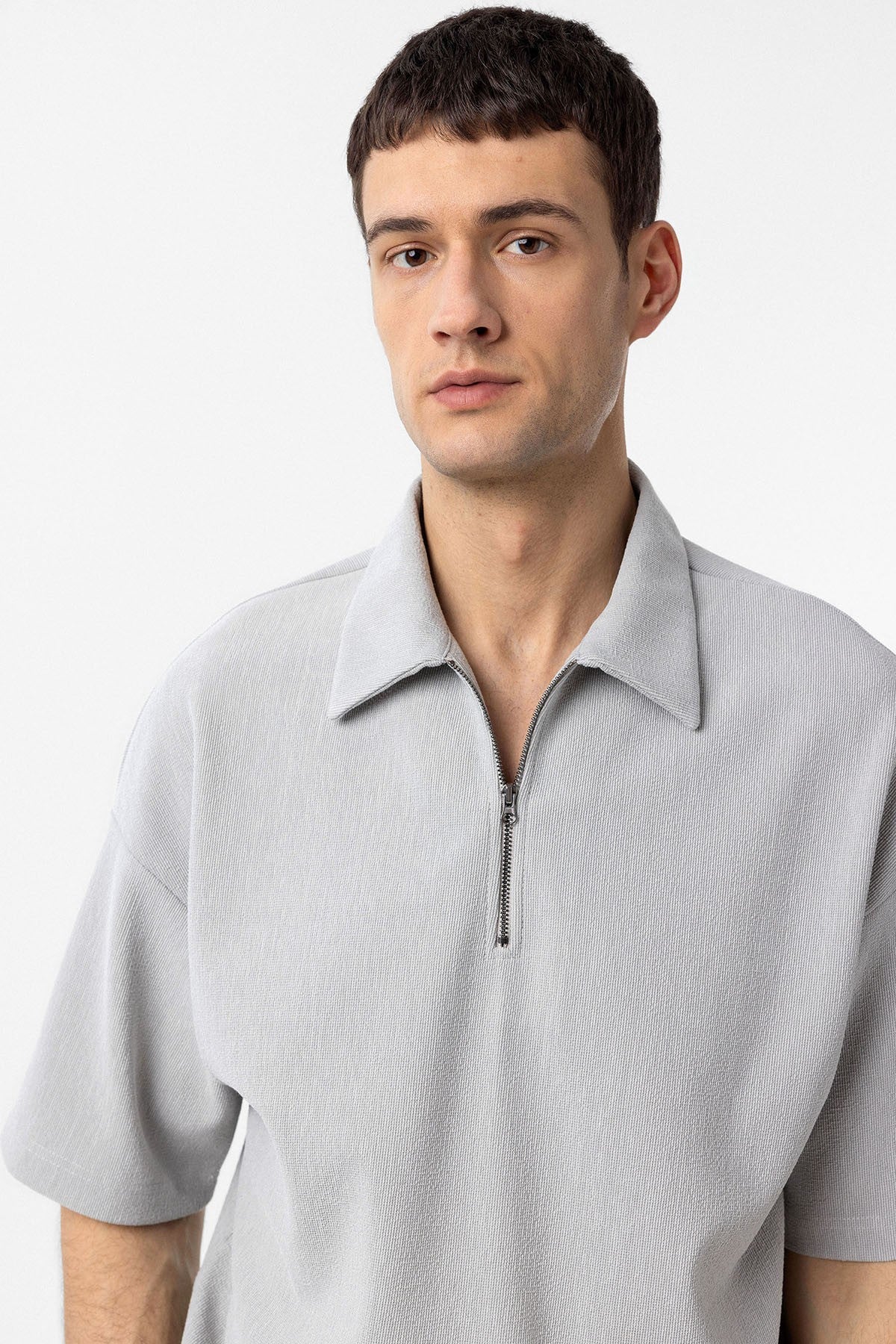 Antioch Relax Fit Men's Polo-Neck T-Shirt with Zipper