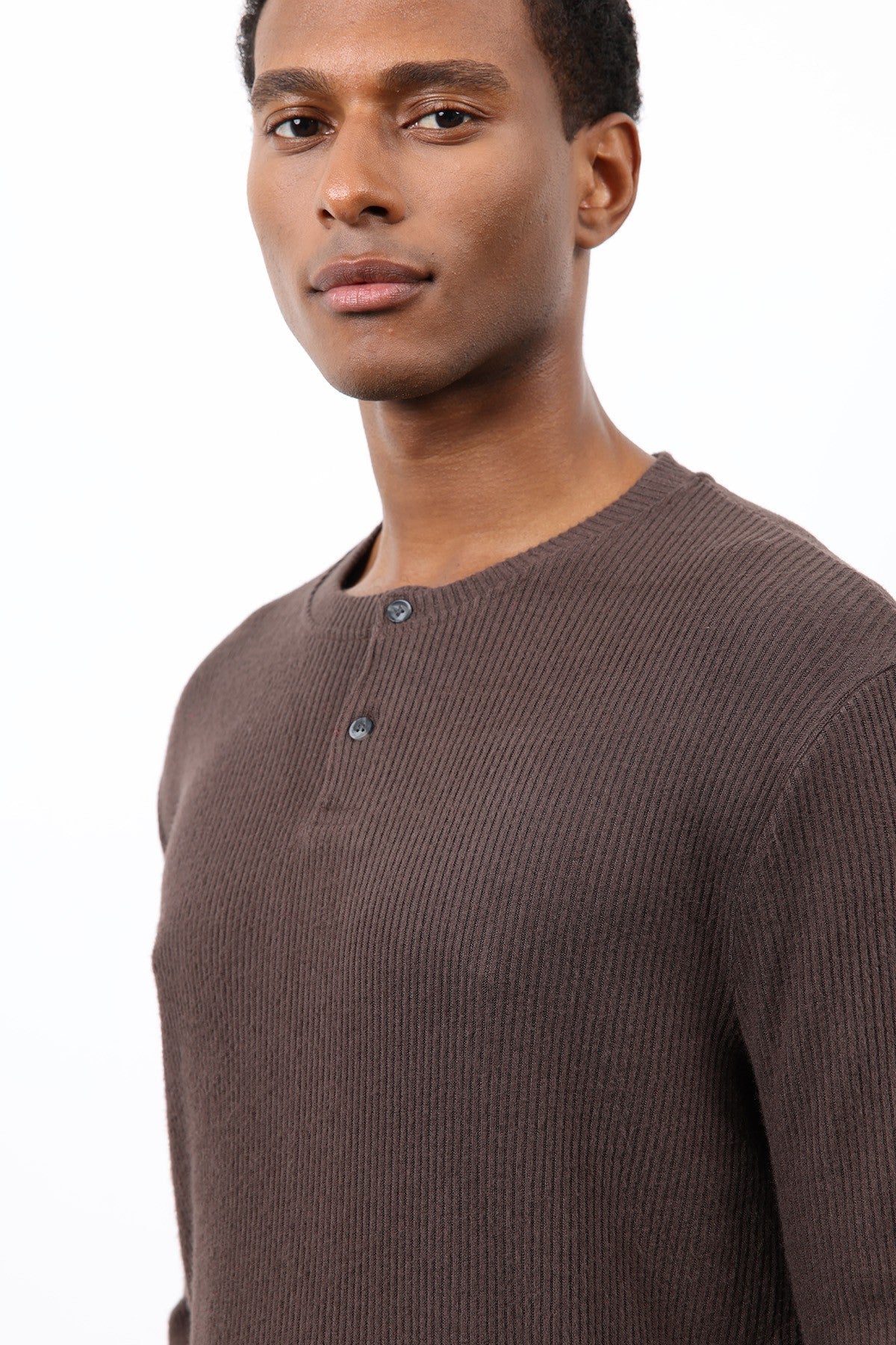 Antioch Ribbed-Collar Button-Down T-Shirt
