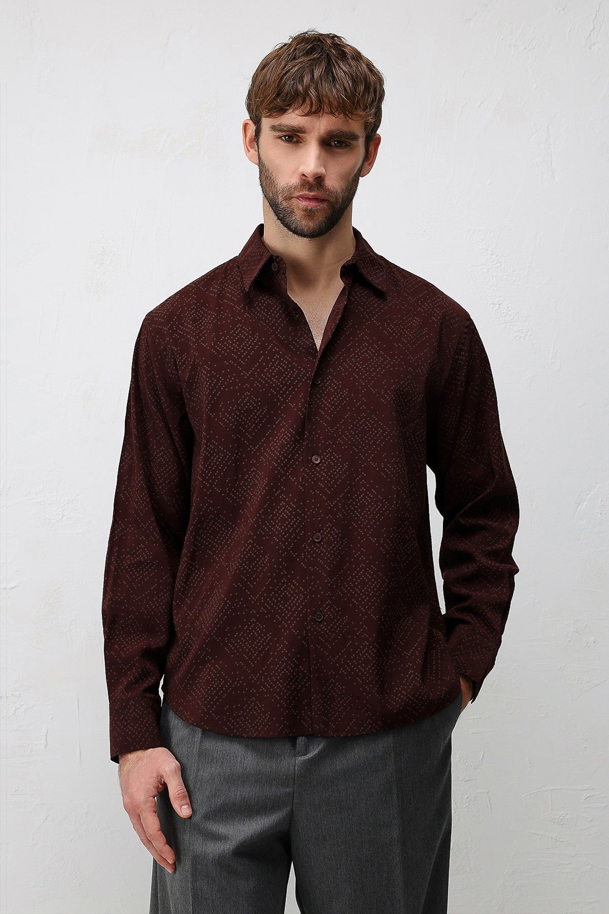 Antioch Men's Shirt with Modal Blend and Textured Fabric