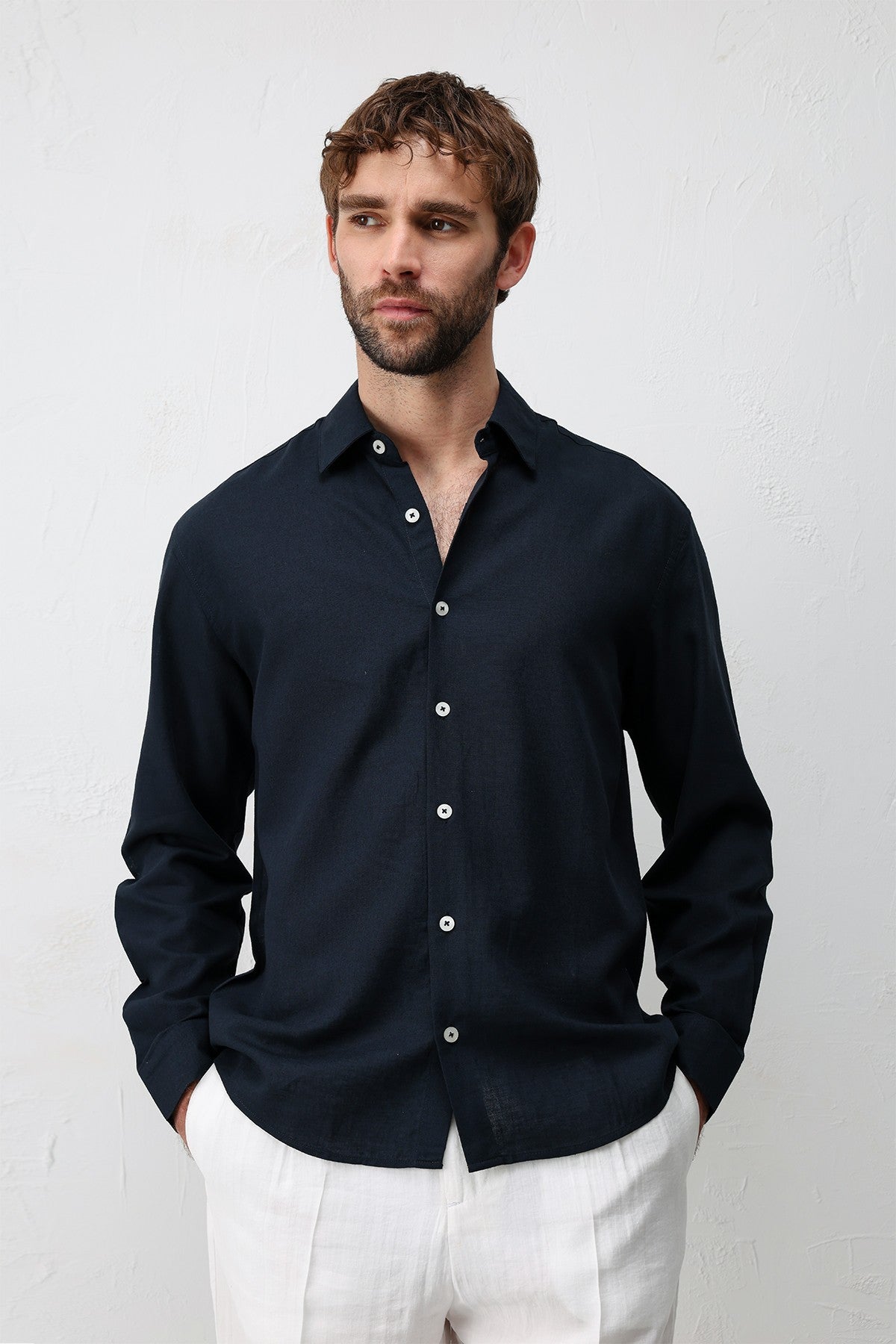 Men's Relaxed-Fit Shirt with Linen Blend