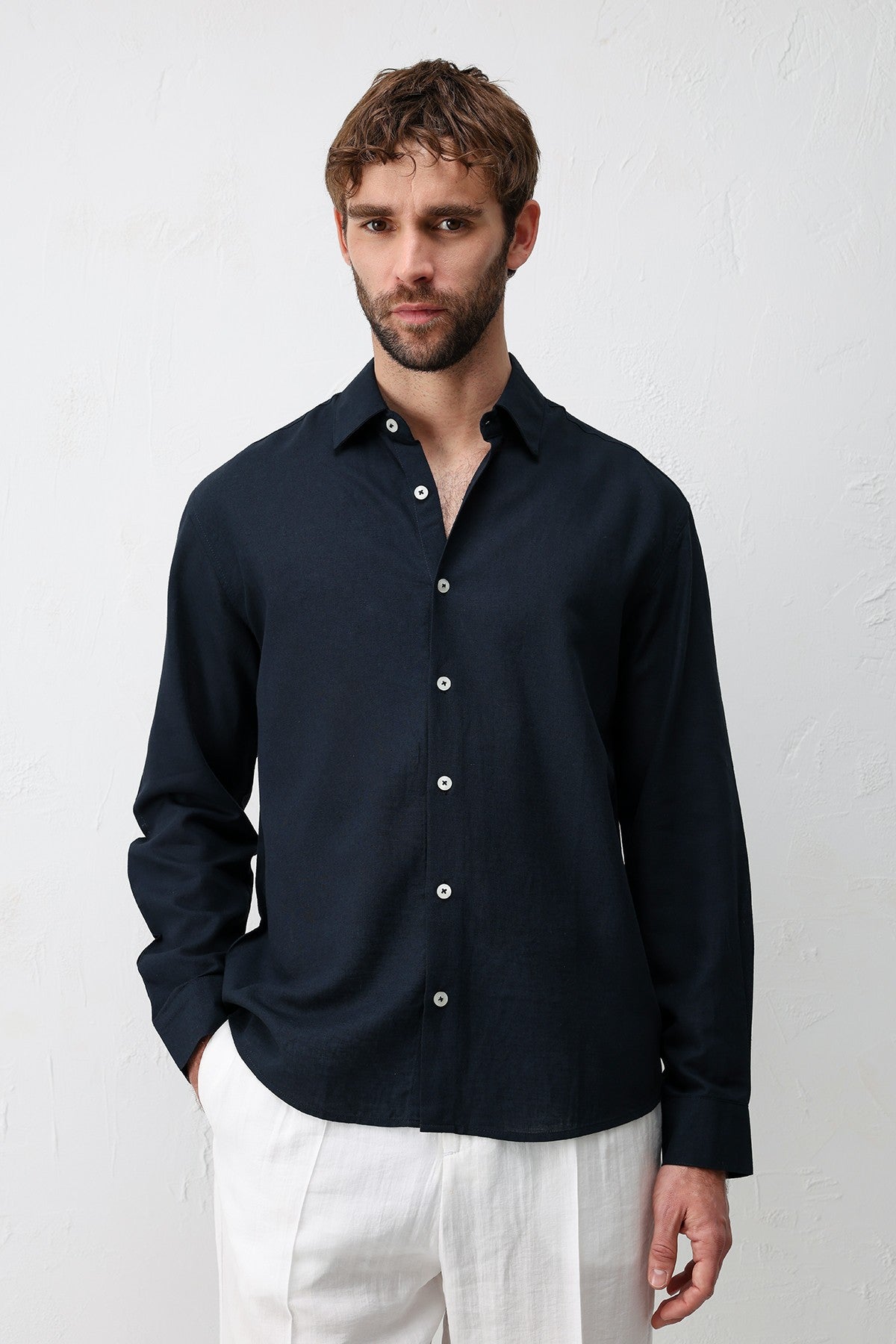 Men's Relaxed-Fit Shirt with Linen Blend