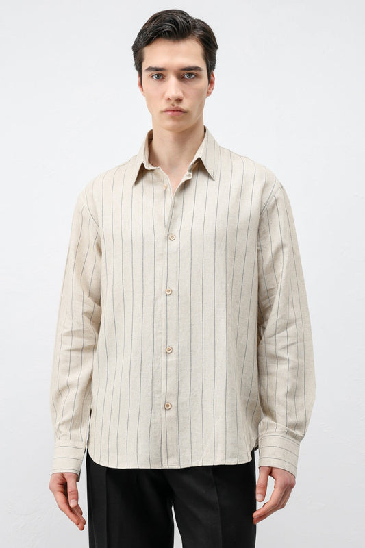 Antioch Men's Striped Shirt with Linen Blend