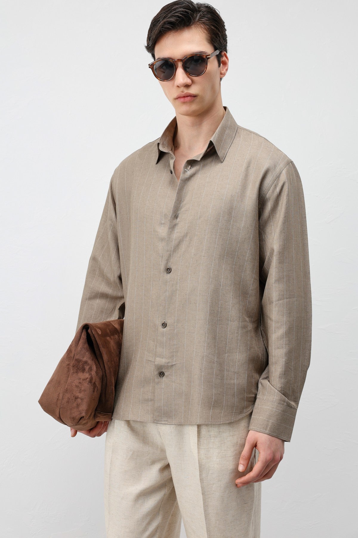 Antioch Men's Striped Shirt with Linen Blend