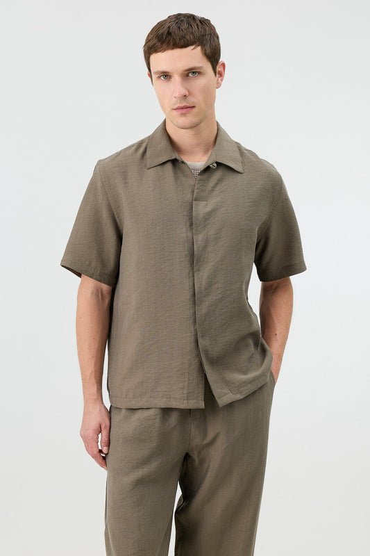 Antioch Lyocell-Blend Hidden-Button Men's Shirt