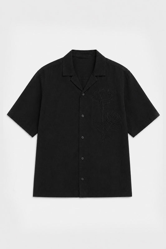Men's Embroidered Shirt with Linen Blend