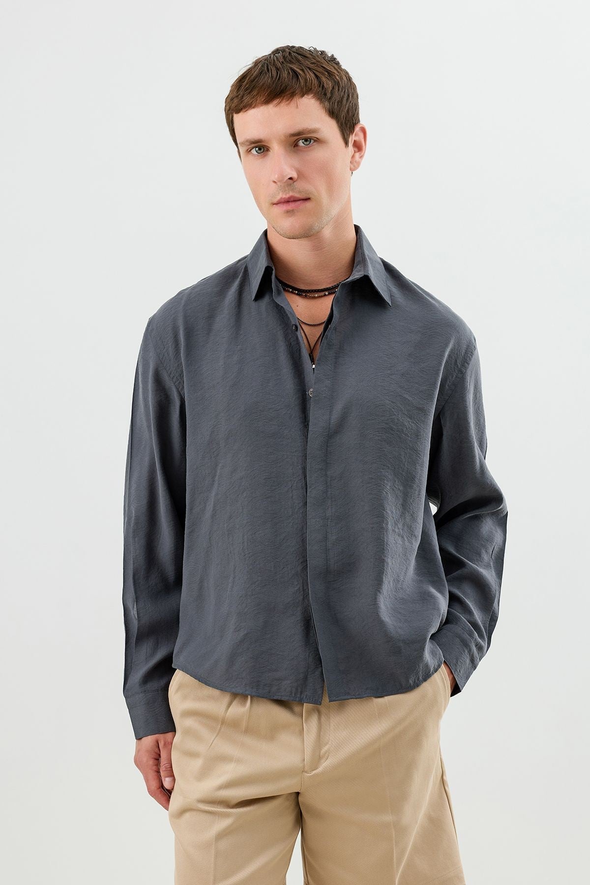 Men's Crop-Fit Shirt with Modal Blend