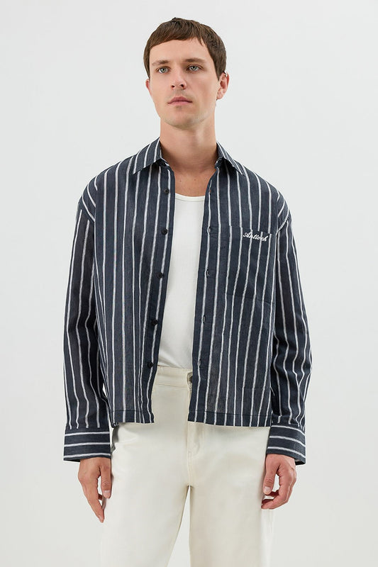 Men's Boxy-Fit Shirt with Linen Blend