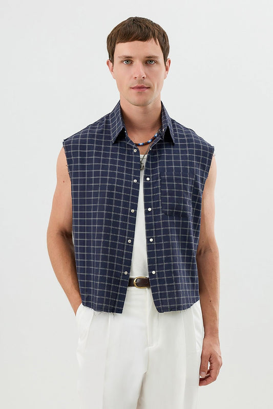 Boxy Fit Men's Sleeveless Shirt