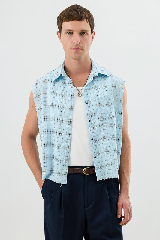 Men's Sleeveless Boxy-Fit Shirt with Modal Blend