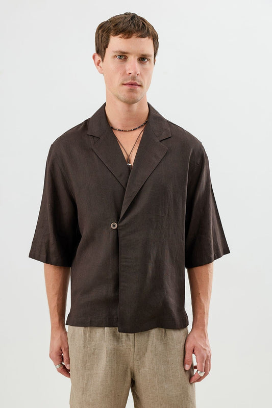 Men's Relaxed-Fit Symmetrical Shirt with Linen Blend