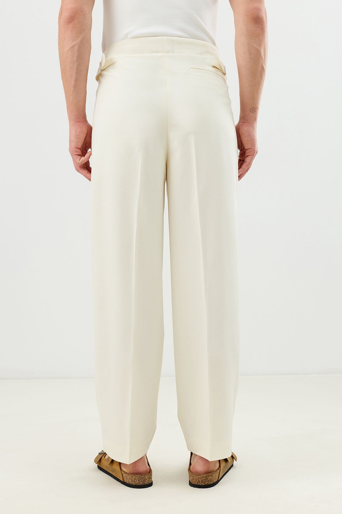 Men's Pants with Double-Pleated Cuff Detail