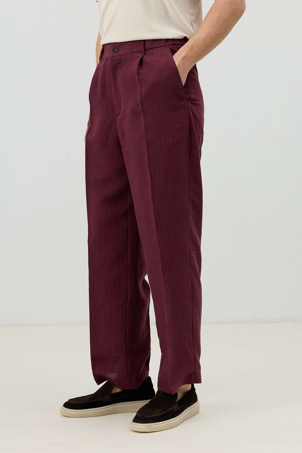 Men's Relaxed-Fit Striped Pants with Modal Blend