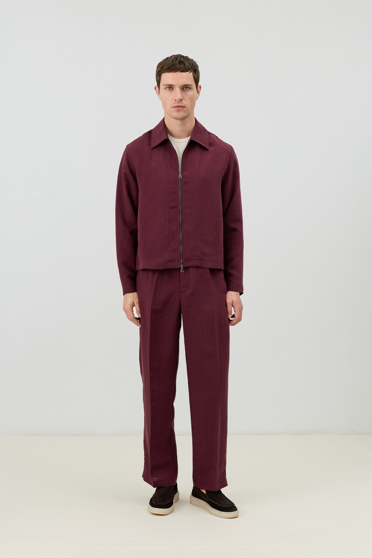 Men's Relaxed-Fit Striped Pants with Modal Blend