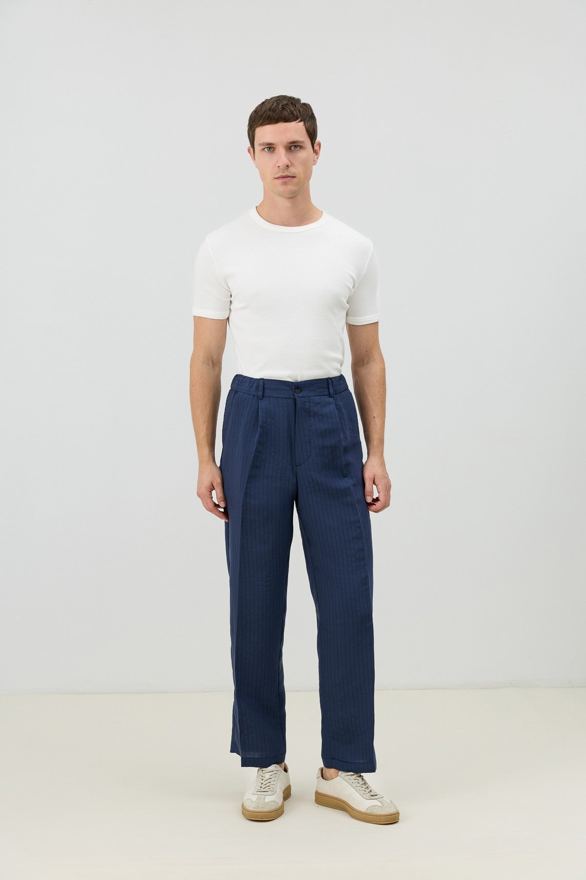 Men's Relaxed-Fit Striped Pants with Modal Blend
