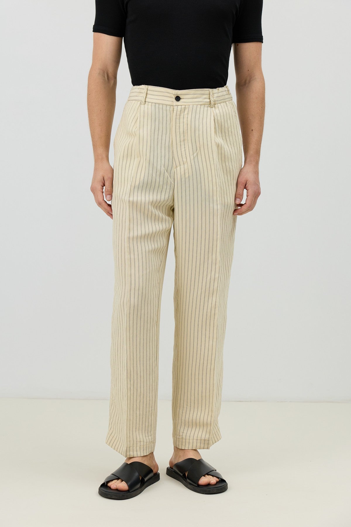 Men's Relaxed-Fit Striped Pants with Modal Blend