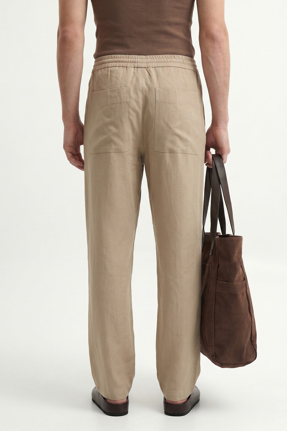 Antioch Men's Linen-Blend Waistband-Elasticated Pants