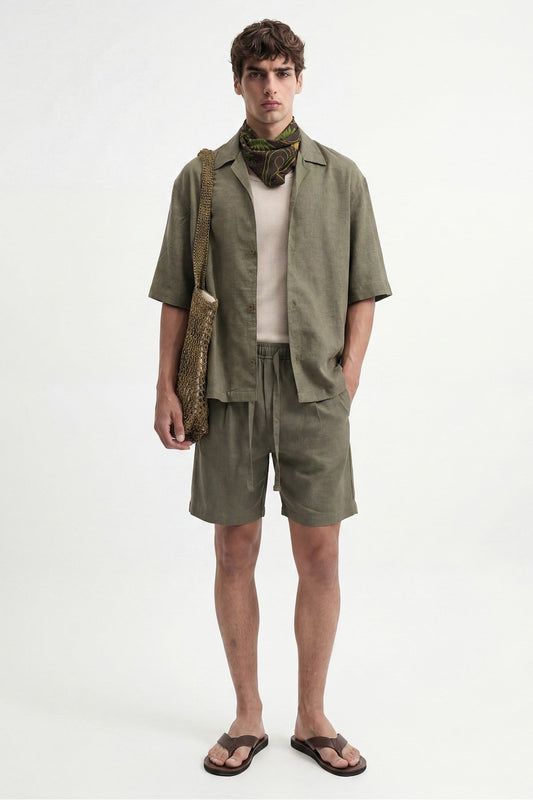Men's Linen-Blend Bermuda Shorts