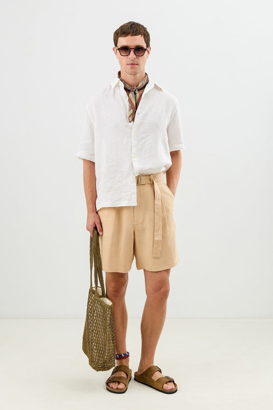 100% Linen Shorts with a Belt