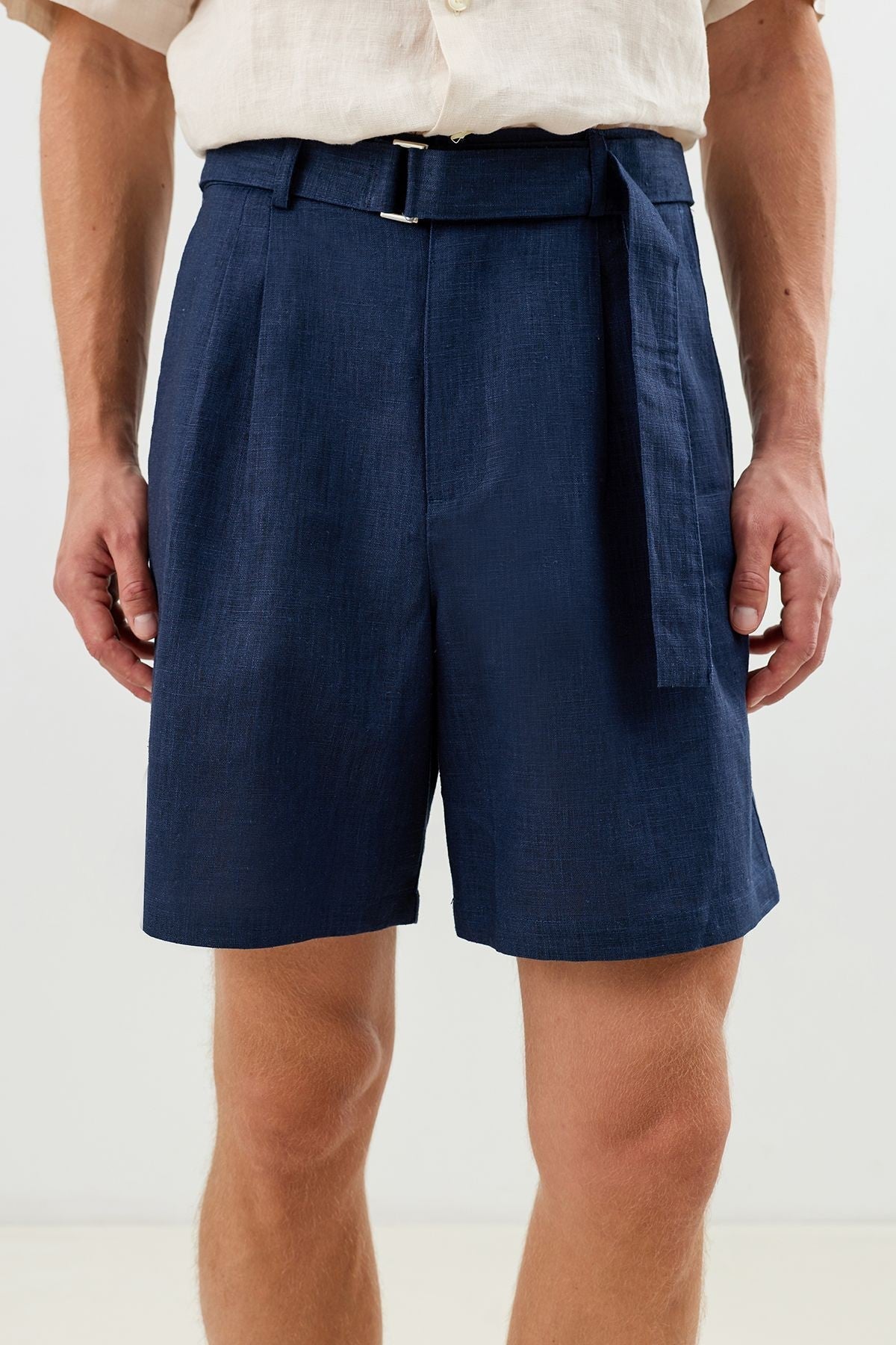 100% Linen Shorts with a Belt