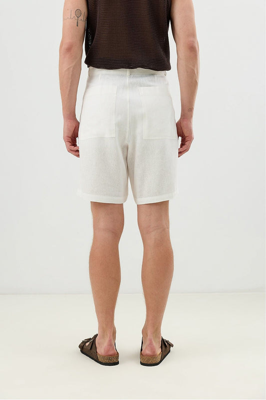 Linen-Blend Shorts with a Belt