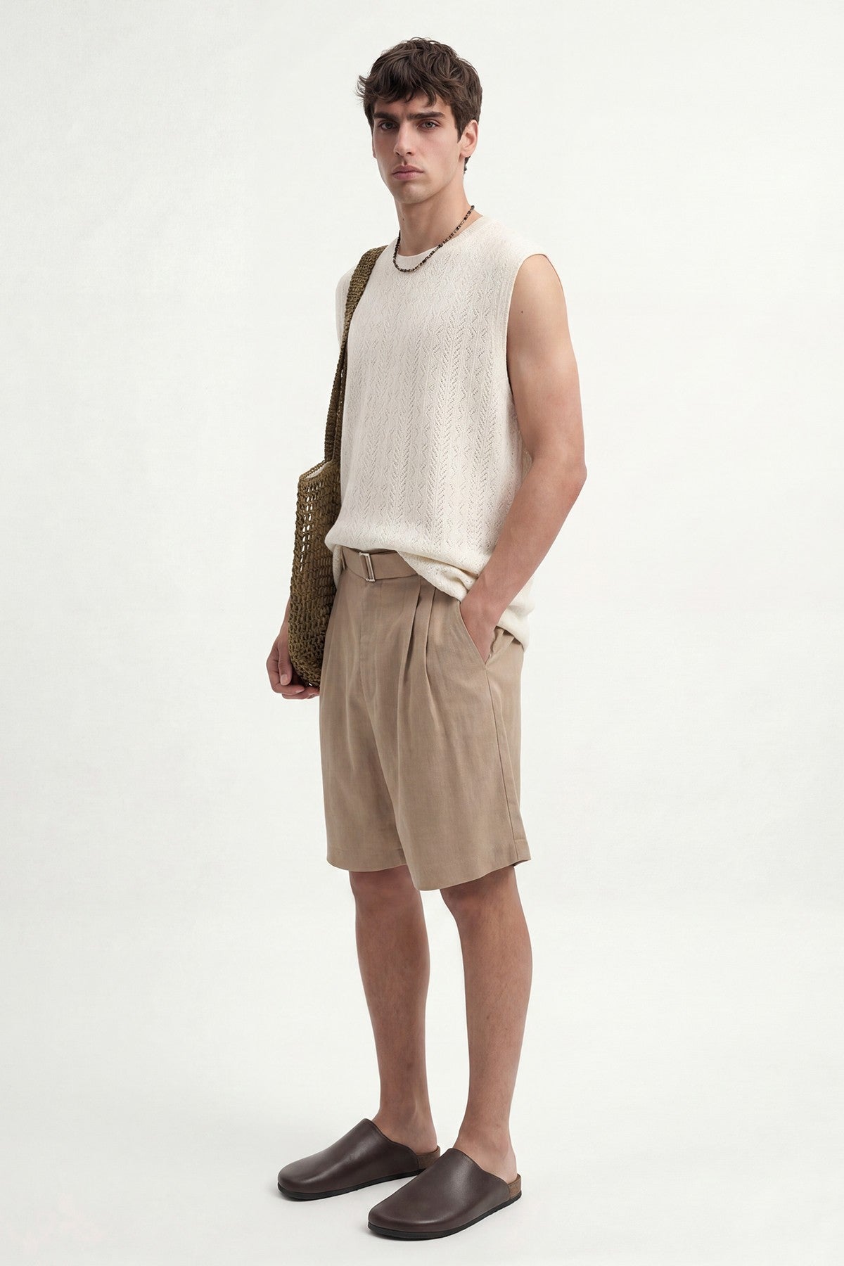 Linen-Blend Shorts with a Belt