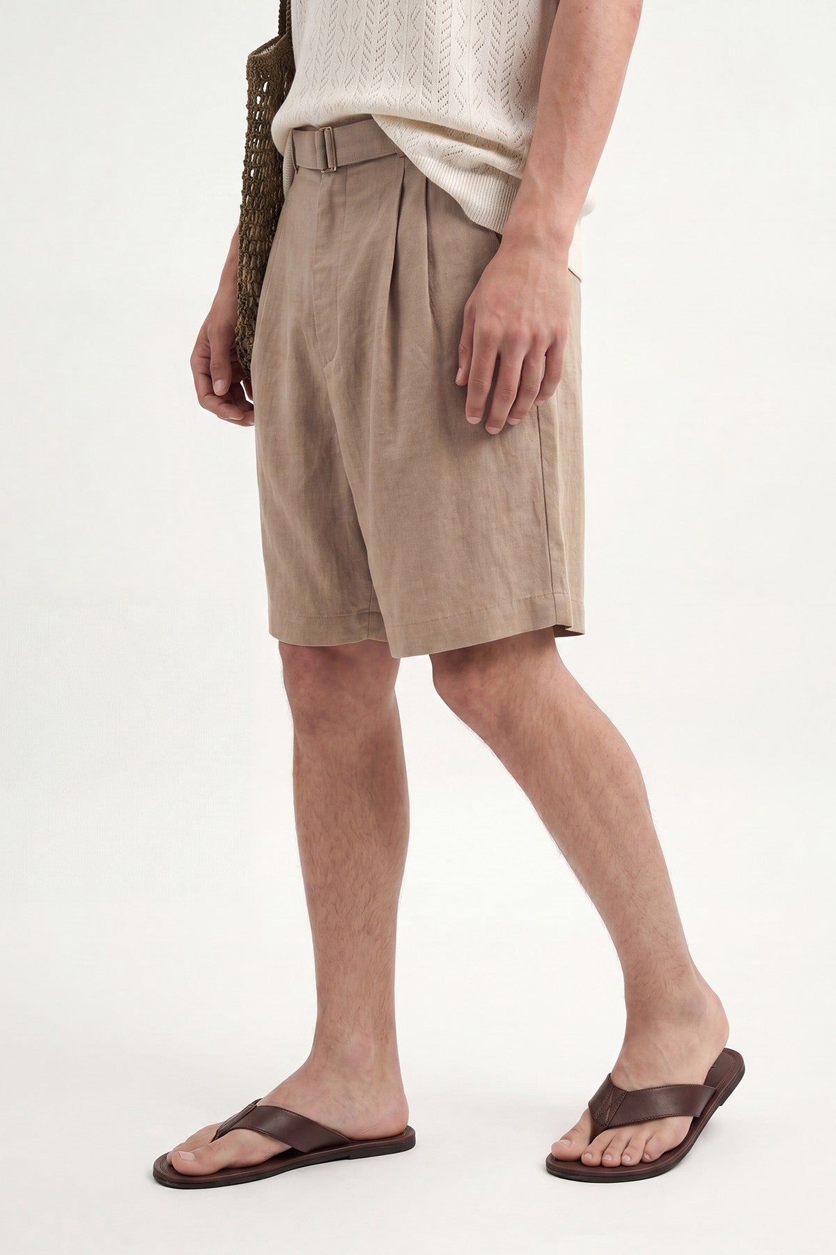 Linen-Blend Shorts with a Belt