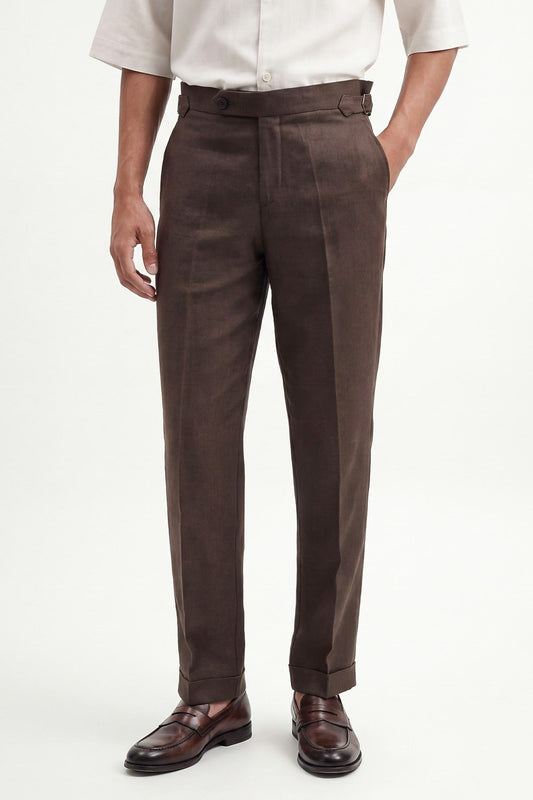 100% Linen Pants with Bow Detail