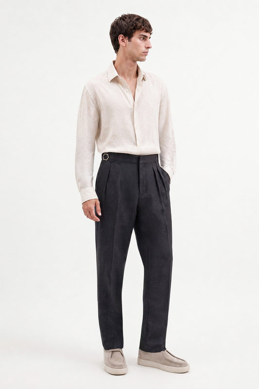 100% Linen Double-Pleated Pants