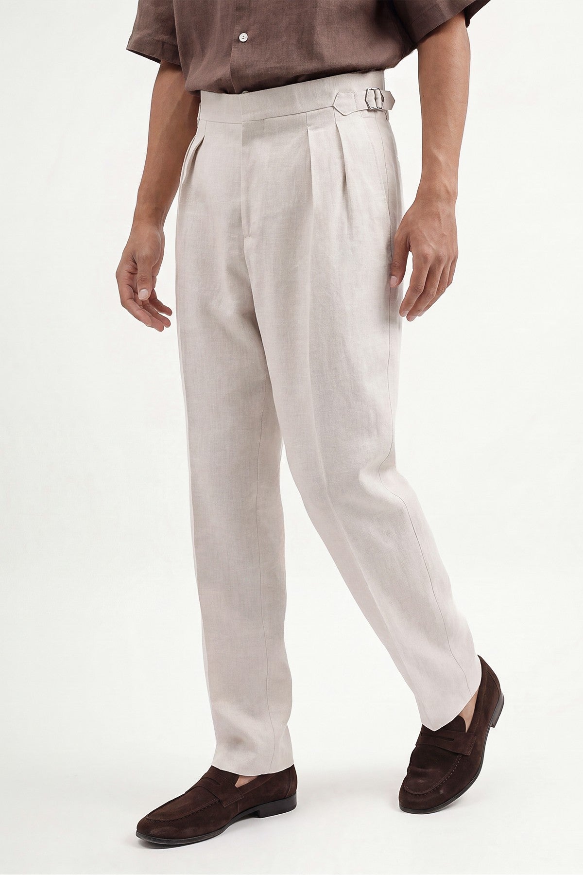 100% Linen Double-Pleated Pants