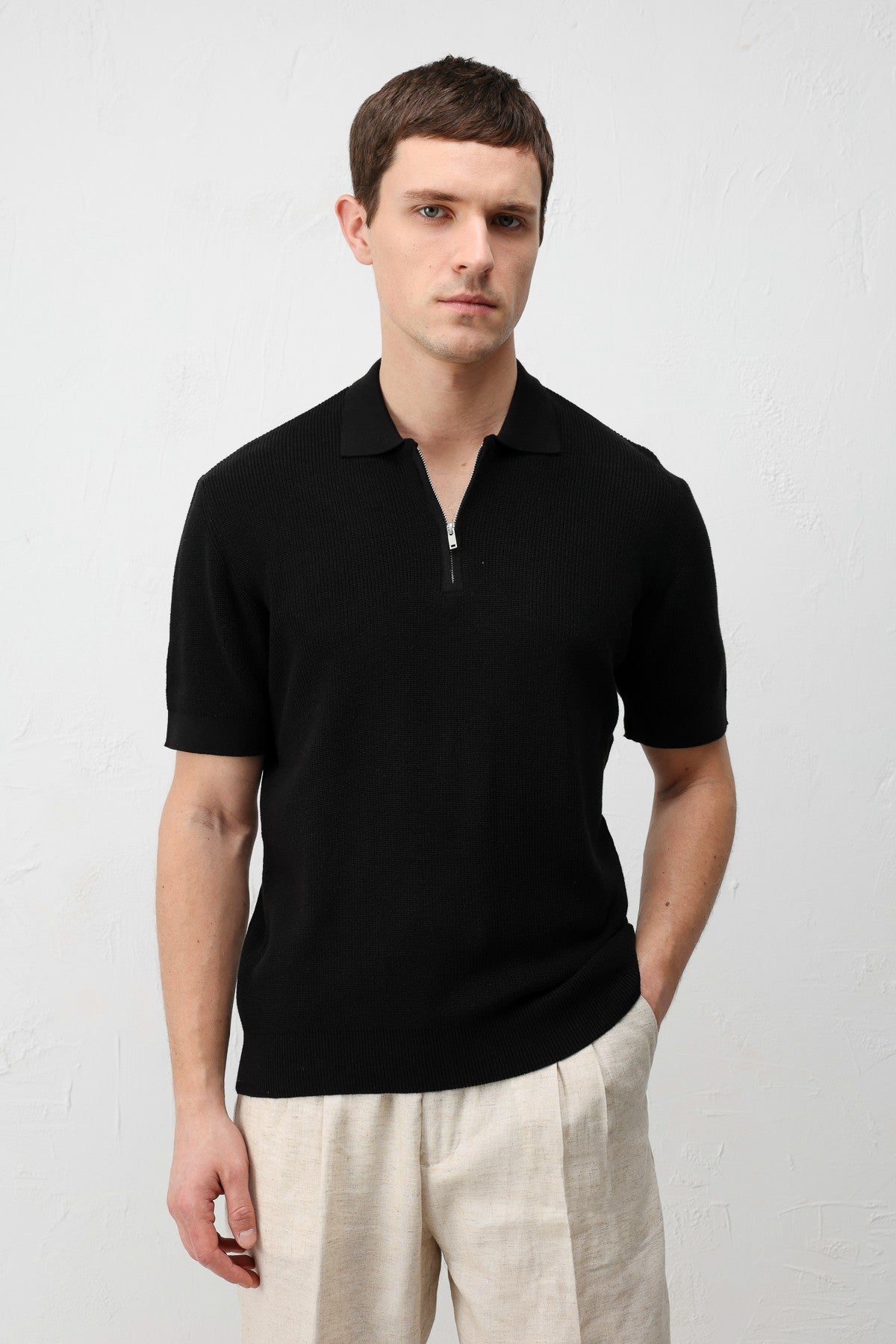 Antioch Comfort Slim Men's Zipper-Front Knit T-Shirt