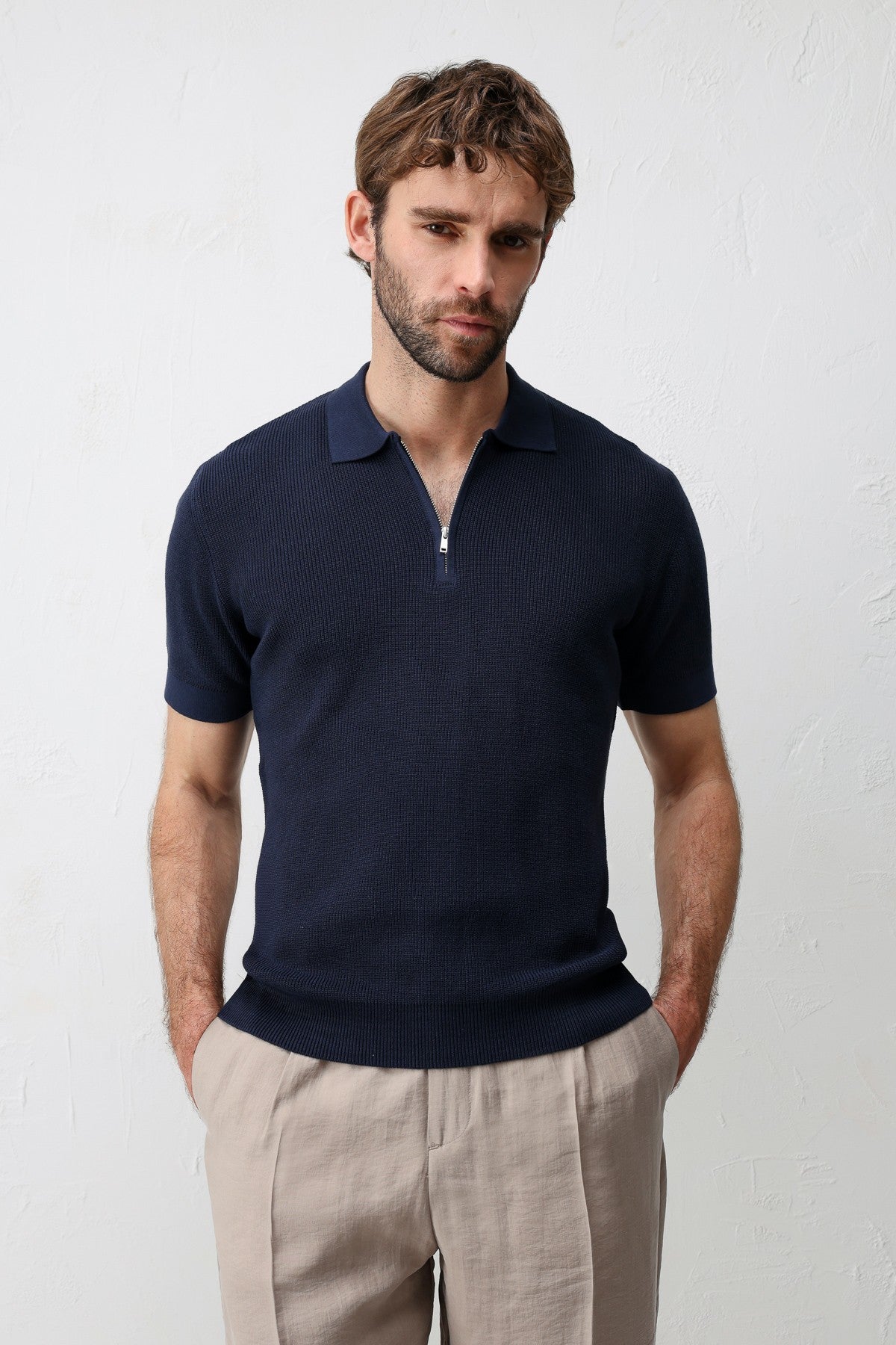 Antioch Comfort Slim Men's Zipper-Front Knit T-Shirt