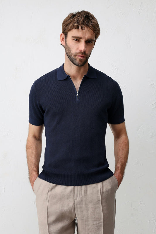 Antioch Comfort Slim Men's Zipper-Front Knit T-Shirt