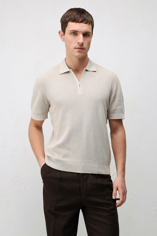 Antioch Comfort Slim Men's Zipper-Front Knit T-Shirt